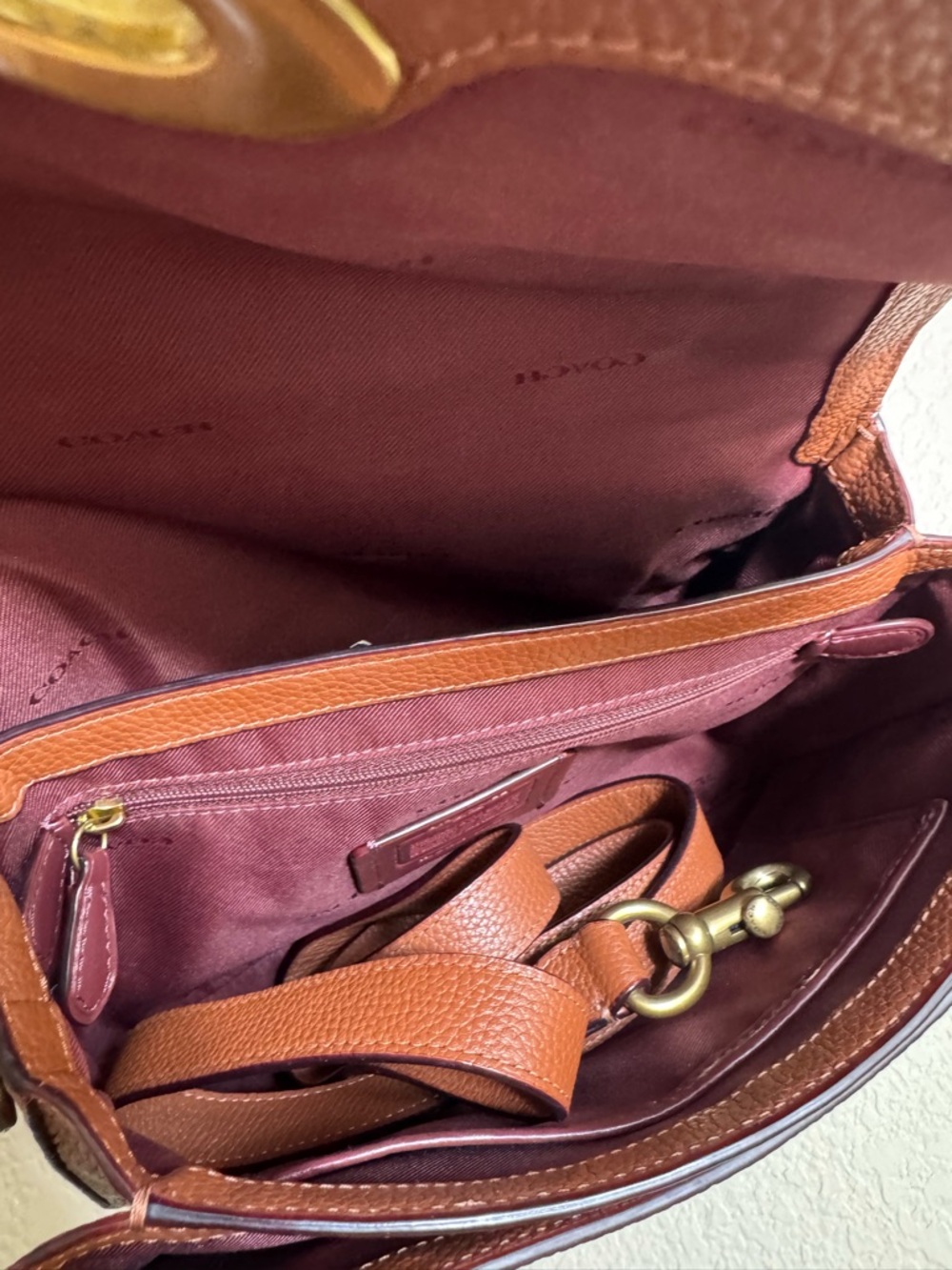 RARE Coach Cassie Pebbled Leather Top-Handle Crossbody - Chestnut Brown Saddle - Picture 6 of 6